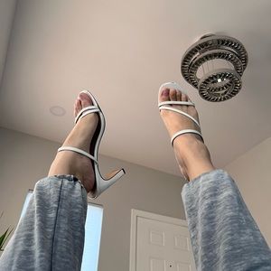 Forever 21 white strap heels size 9, thick heel